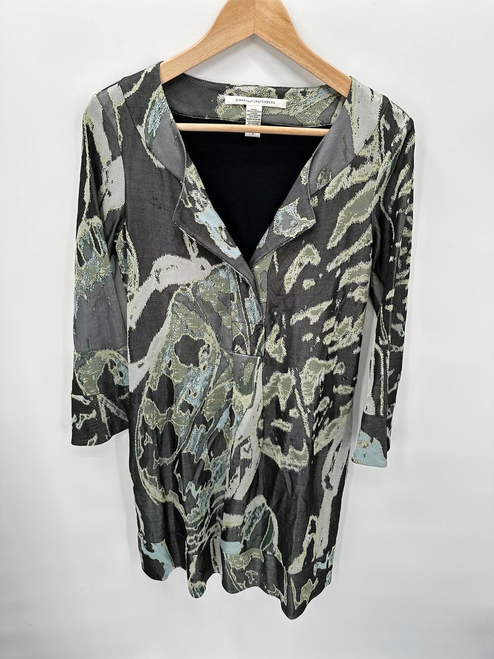 Diane VonFurstenberg DVF Silk Blend V Neck Tunic Dress // 2